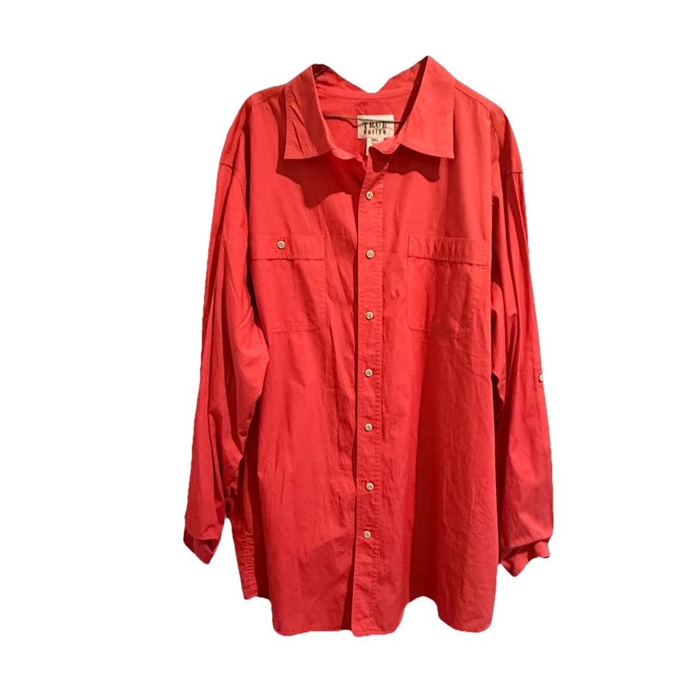 True Nation Mens Sz 2XL‎ Long Sleeve ButtonUp Shirt 100/% Cotton Orange Western